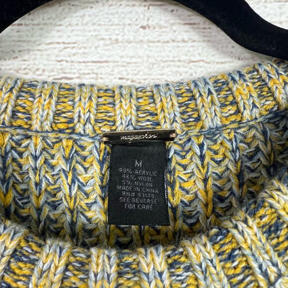 Magaschoni Women's Blue & Yellow Chunky Wool Blend Sweater Size Medium - Picture 6 of 7